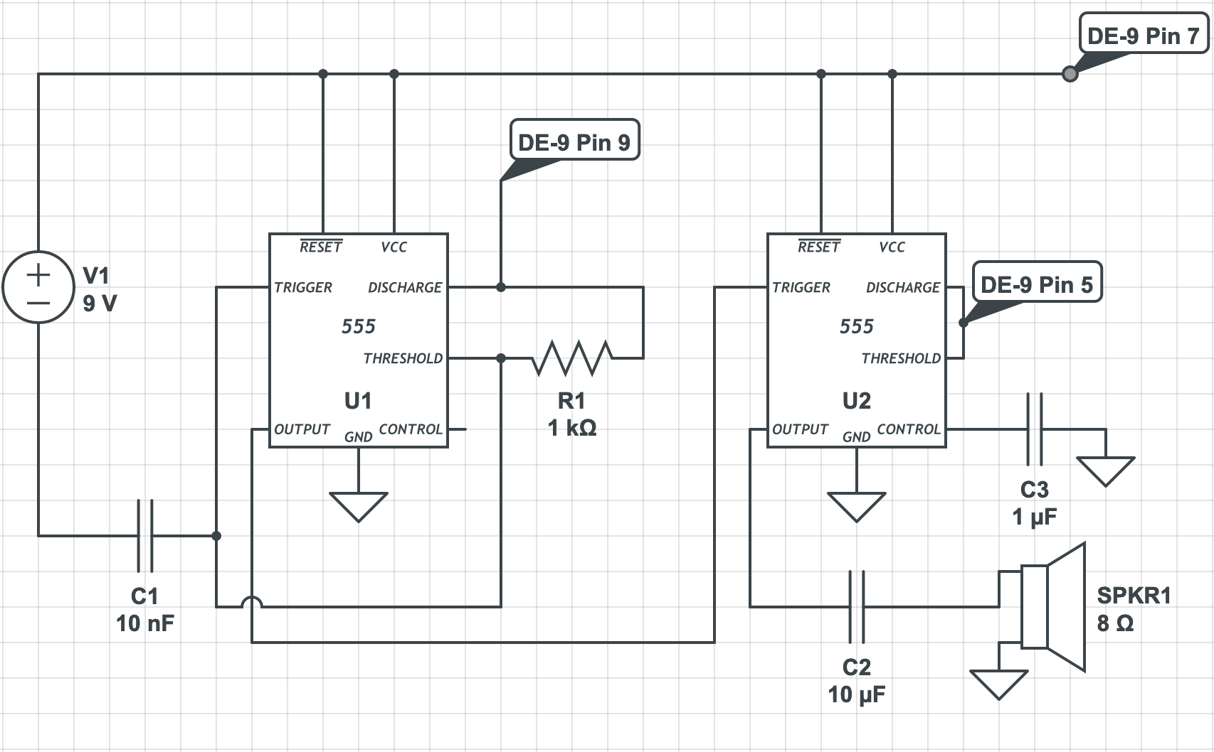 A schematic of the circuit